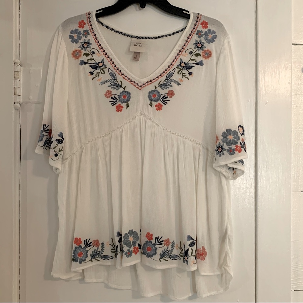 Knox Rose floral embroidered cotten blouse